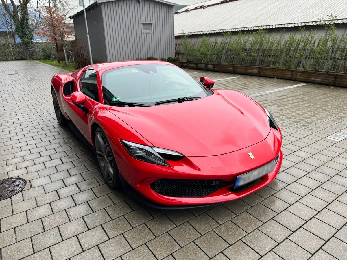 Ferrari 296 GTS Spider 2024, exterior — Lisbon Luxury Car Rental, Lisbon. Top down for the Cascais coastal run