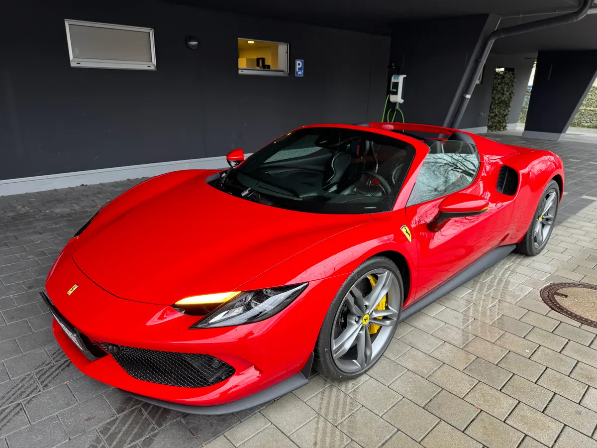 Ferrari 296 GTS Spider 2024, interior — Lisbon Luxury Car Rental, Lisbon. Top down for the Cascais coastal run